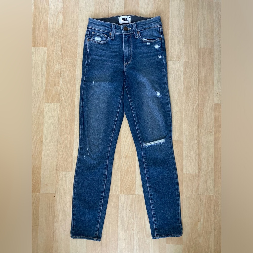 Paige Hoxton Ankle Distressed Denim Jeans Toren Destructed Women’s 24
